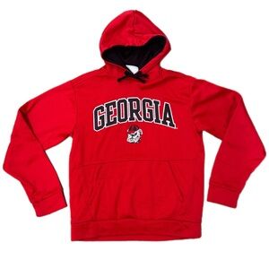 Georgia Bulldogs Champion Hoodie Sweatshirt Red Fleece Lined Men’s Size Small